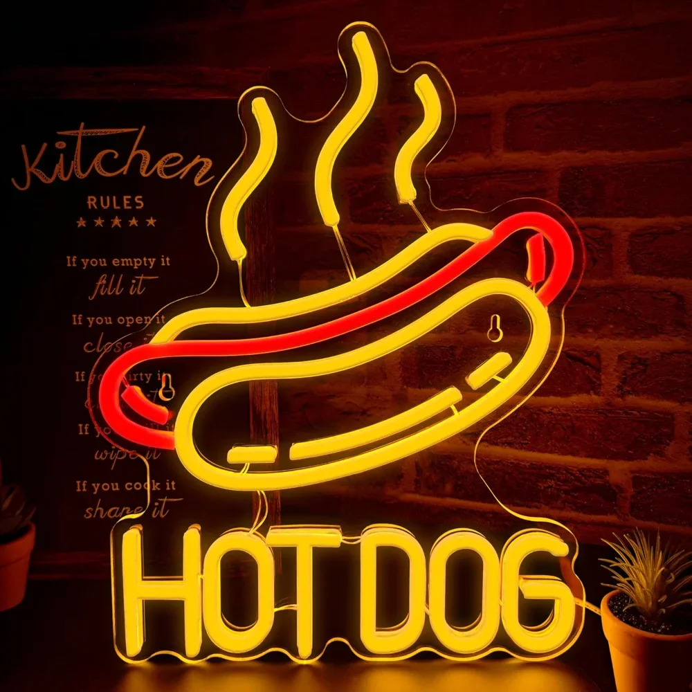 Commercial Kitchen Windows - Neonowy LED-owy szyld Hot Dog do