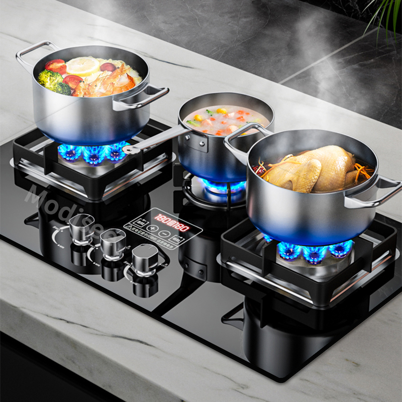 Commercial Kitchen Stove - Wbudowana płyta gazowa 3 palnikowa dwupaliwowa