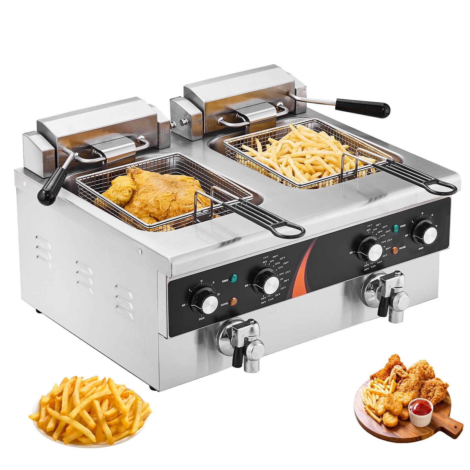 Induction Cooker Commercial - Profesjonalna frytownica elektryczna 3500W, dwukomorowa frytownica